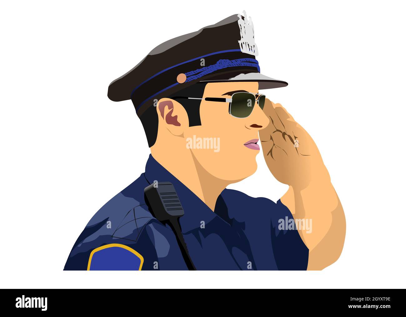 Policier avec radio-talkie-walkie. Illustration 3d vectorielle Illustration de Vecteur