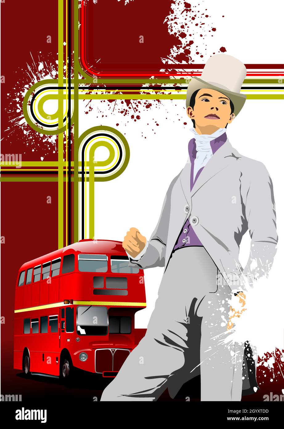 London Gentleman sur l'image de Londres.Illustration vectorielle 3d couleur Illustration de Vecteur