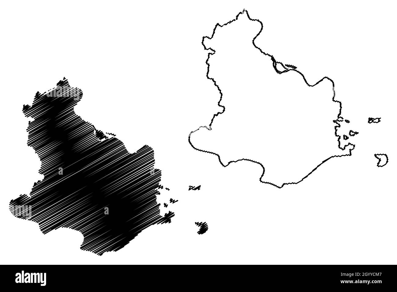 District de Kaushambi (État de l'Uttar Pradesh, République de l'Inde) carte illustration vectorielle, schéma de scribble carte de Kaushambi Illustration de Vecteur