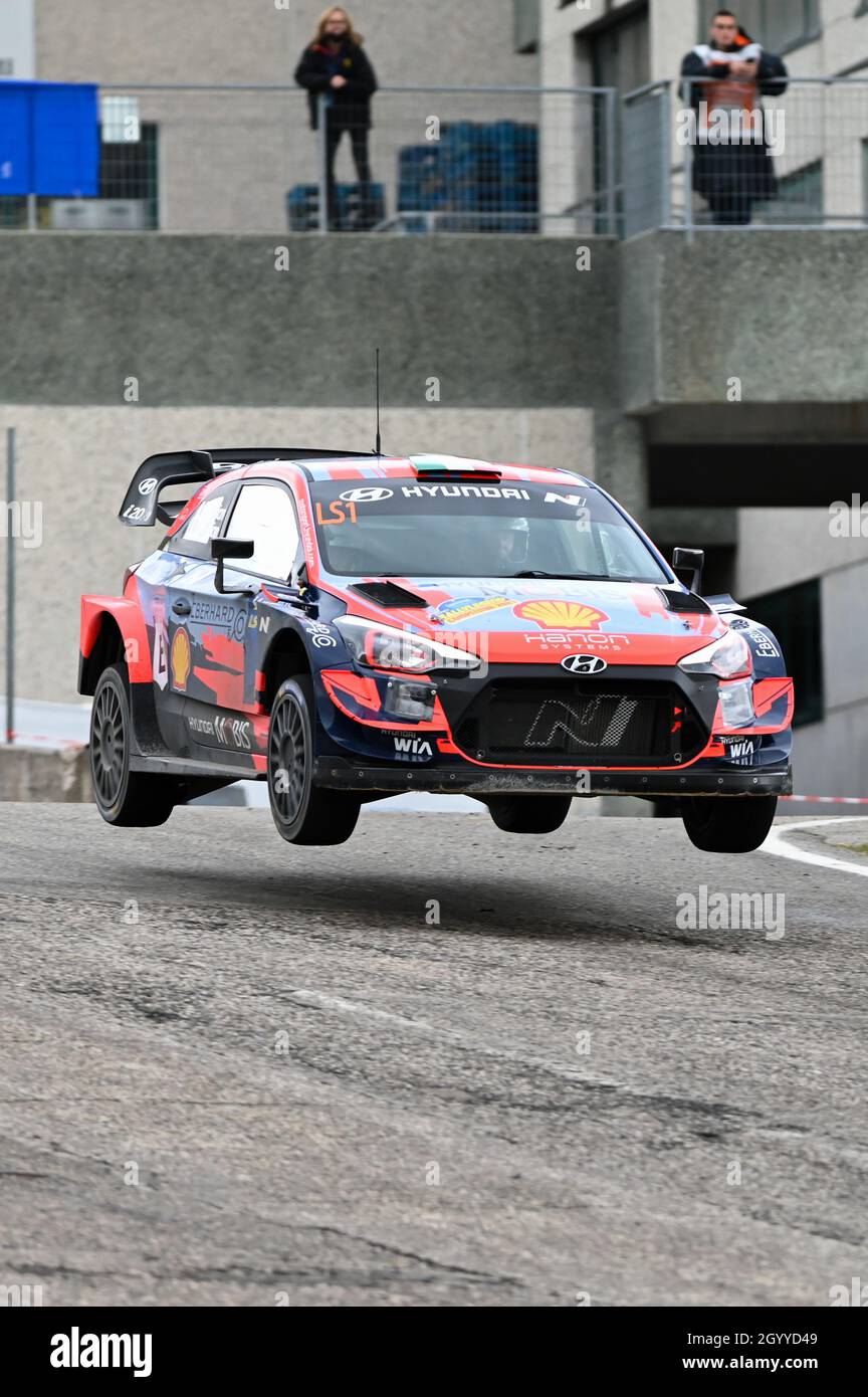 BIASION MIKI (ITA) BIASION BETTINA (ITA) - HYUNDAI I20 coupé WRC 2019 LS pendant la légende 2021, Rallye à Saint-Marin, République de Saint-Marin, octobre 08 2021 Banque D'Images