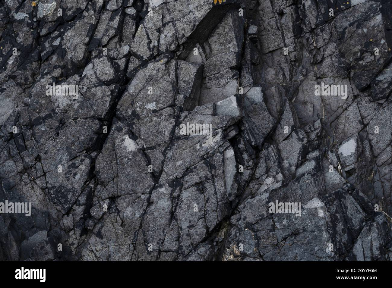 Rochers sombres sur le chemin côtier de Bangor à Hollywood Irlande du Nord Banque D'Images