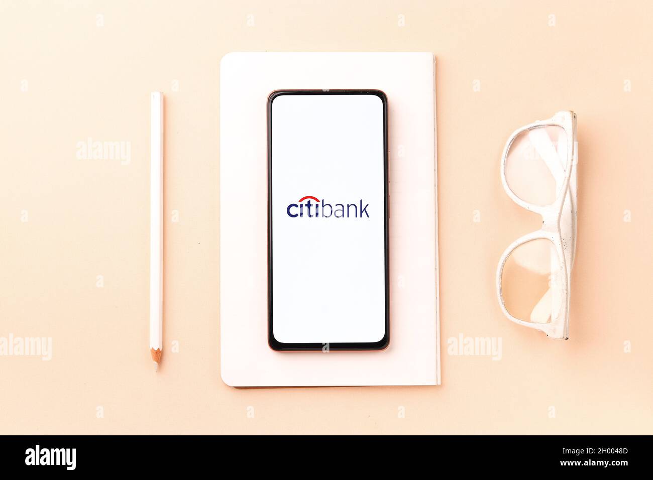 West Bangal, Inde - 09 octobre 2021 : logo Citibank sur l'écran du téléphone. Banque D'Images