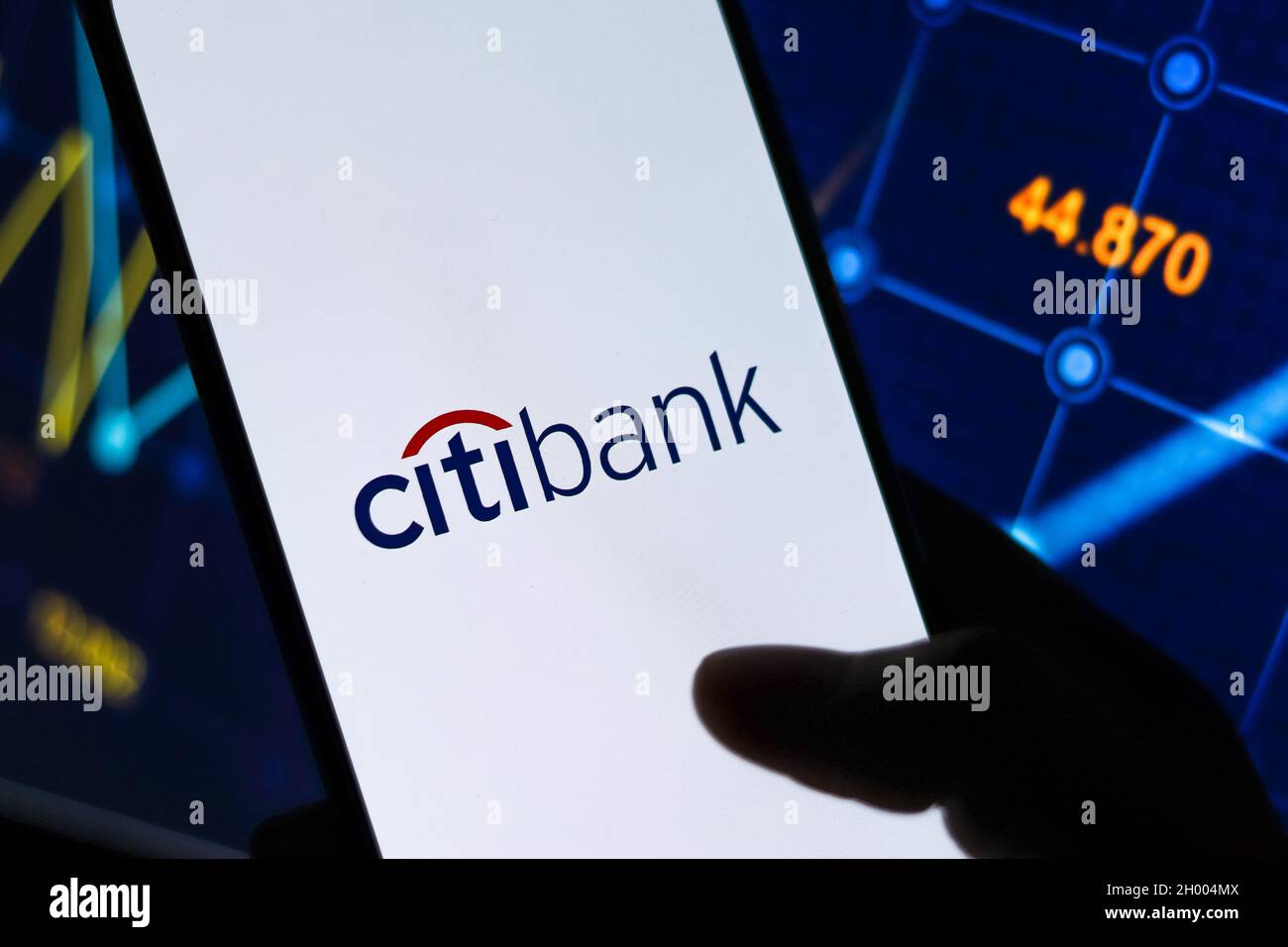 West Bangal, Inde - 09 octobre 2021 : logo Citibank sur l'écran du téléphone. Banque D'Images
