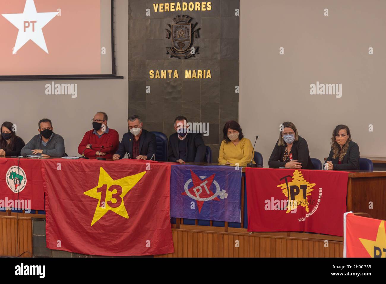 Santa Maria RS Brésil.10/08/2021.Événement régional d'affiliation politique du Parti des travailleurs.Autonomisation des femmes.2022 aperçus des élections dans Brazi Banque D'Images