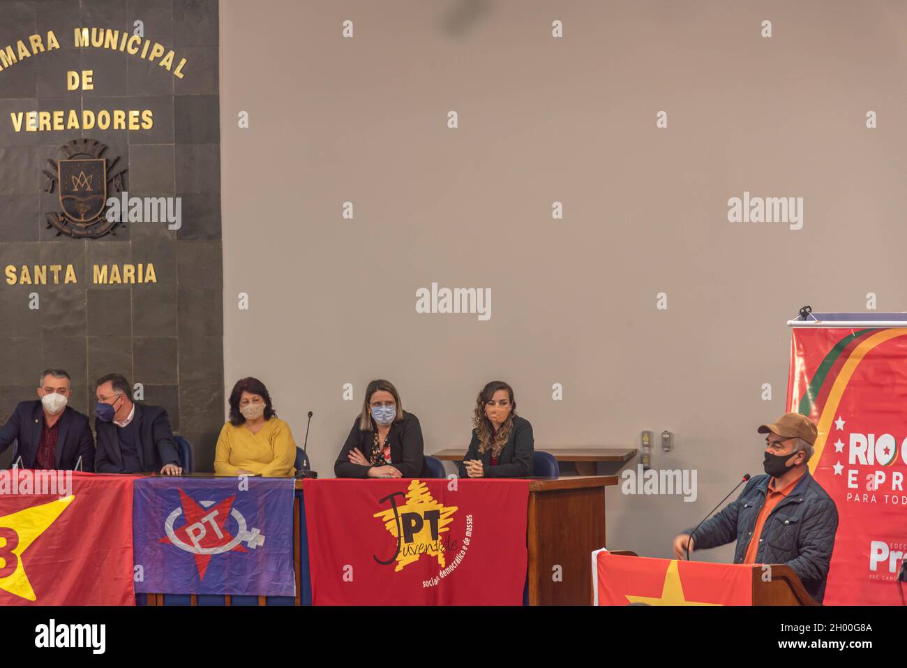 Santa Maria RS Brésil.10/08/2021.Événement régional d'affiliation politique du Parti des travailleurs.Autonomisation des femmes.2022 aperçus des élections dans Brazi Banque D'Images