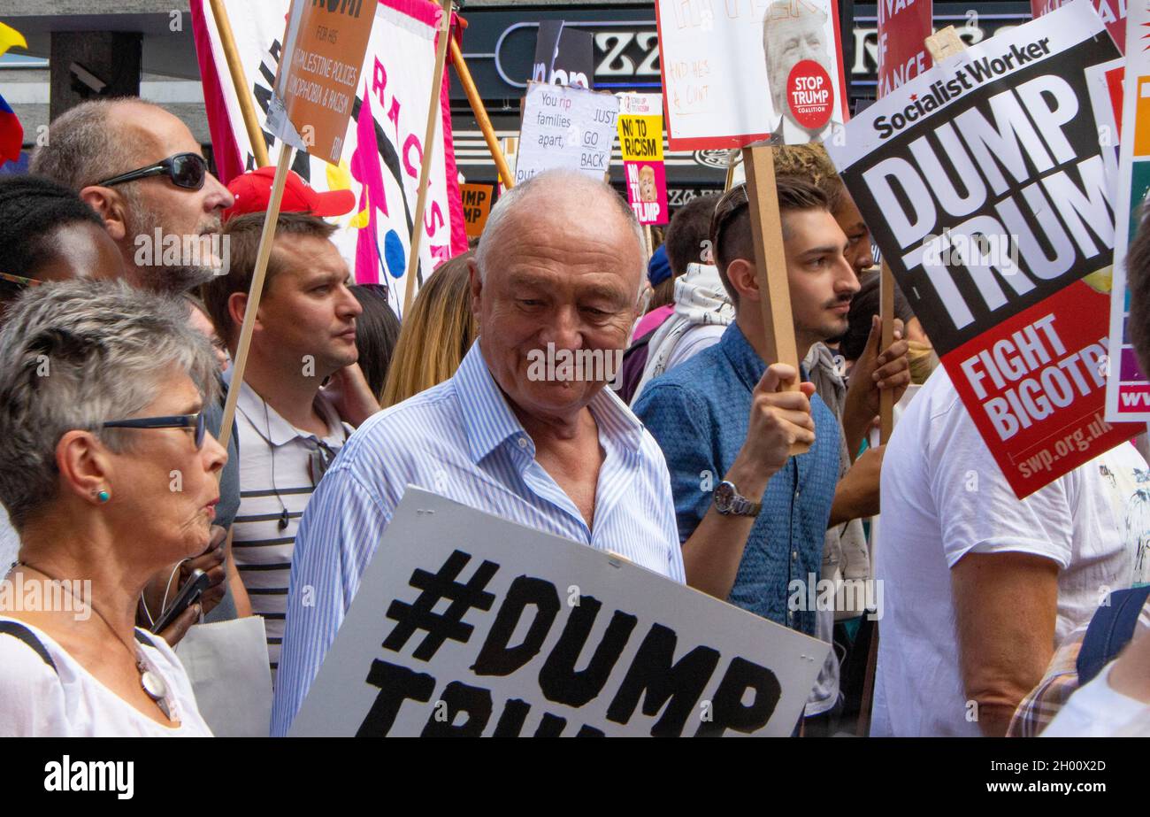 Ken Livingstone à la Marche anti-Trump à Londres - juillet 2018 Banque D'Images