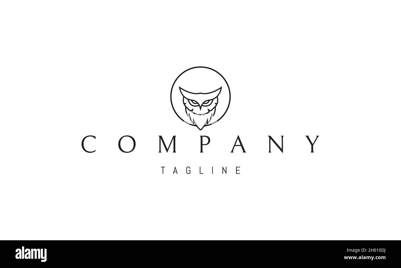 Logo vectoriel sur lequel une image abstraite d'un hibou sur un fond de lune. Illustration de Vecteur