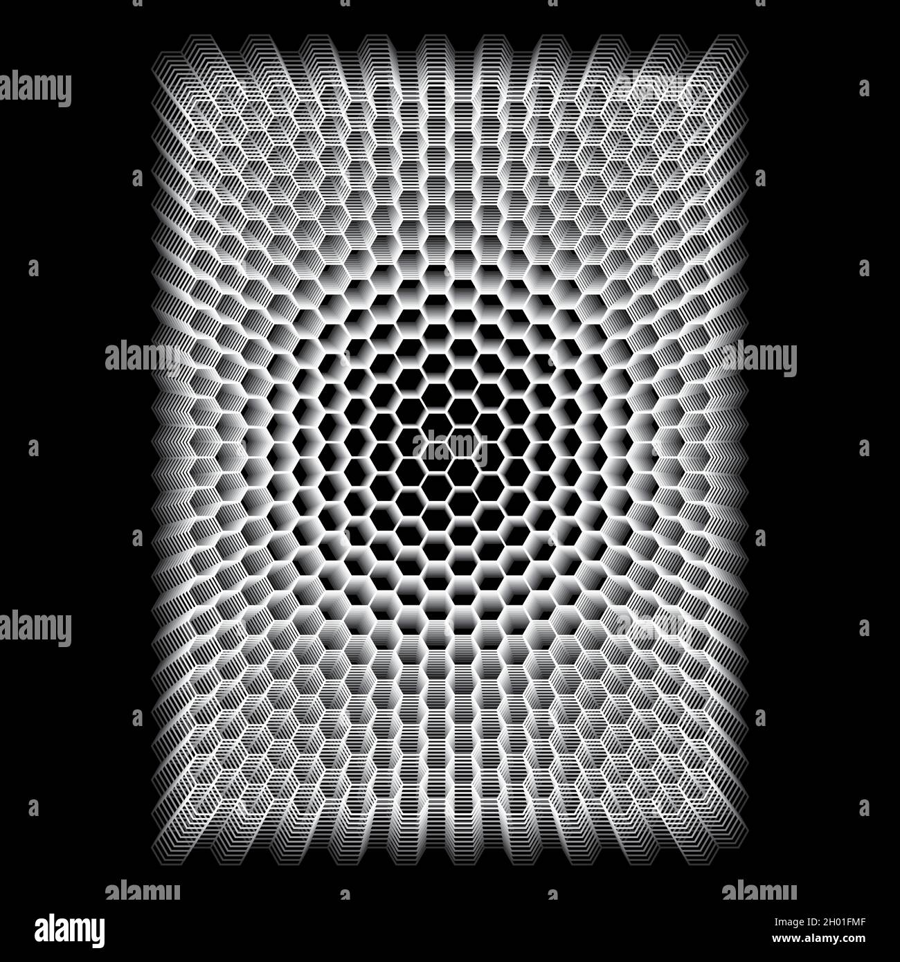 Conception scientifique d'éléments hexagonaux, réseau atomique, nid d'abeille.Texture des molécules et des atomes.Atom sous le microscope Illustration de Vecteur