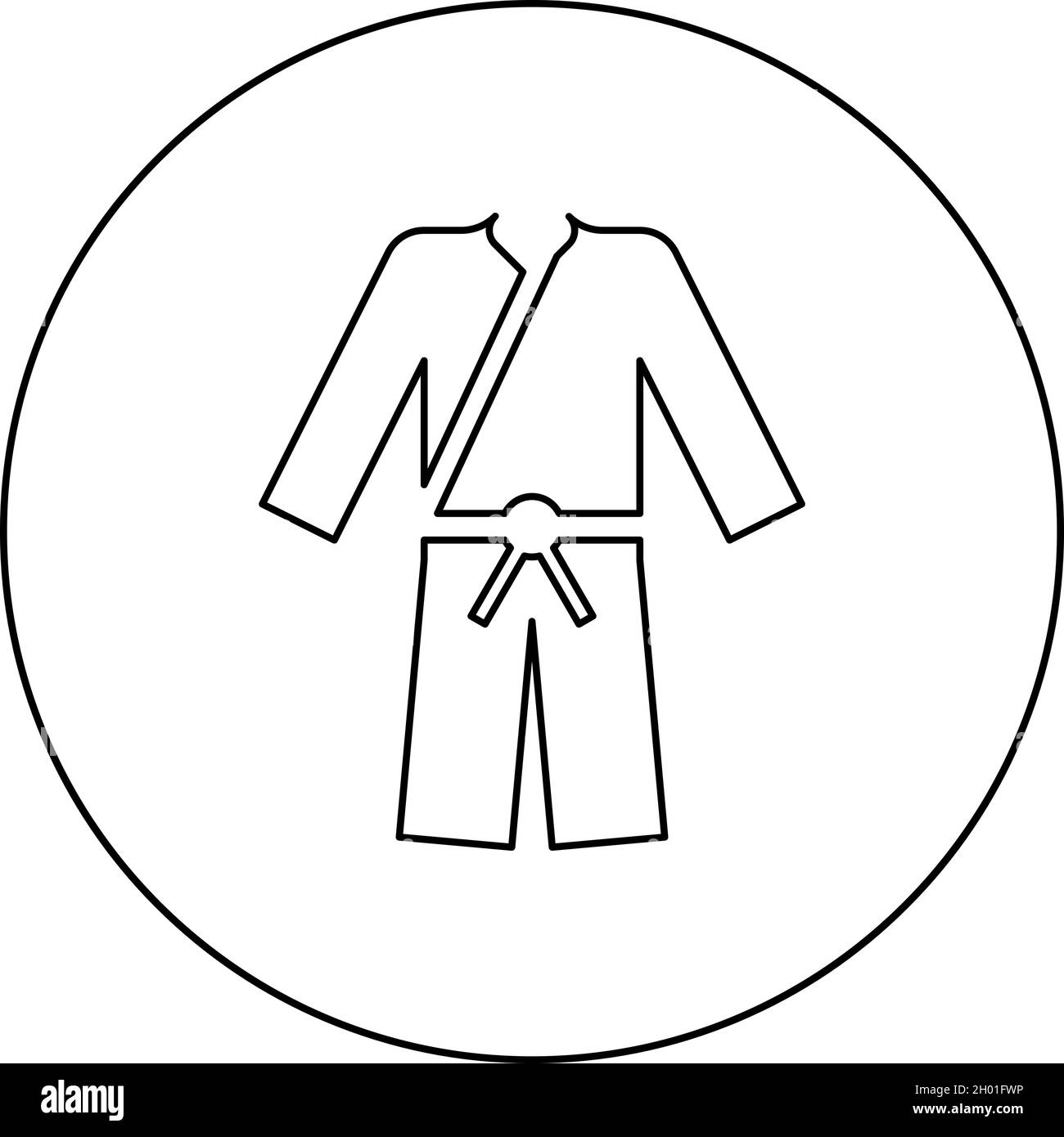 Sports kimono Japanese Wear Icon in circle rond noir couleur vecteur illustration style Uni contour simple image Illustration de Vecteur