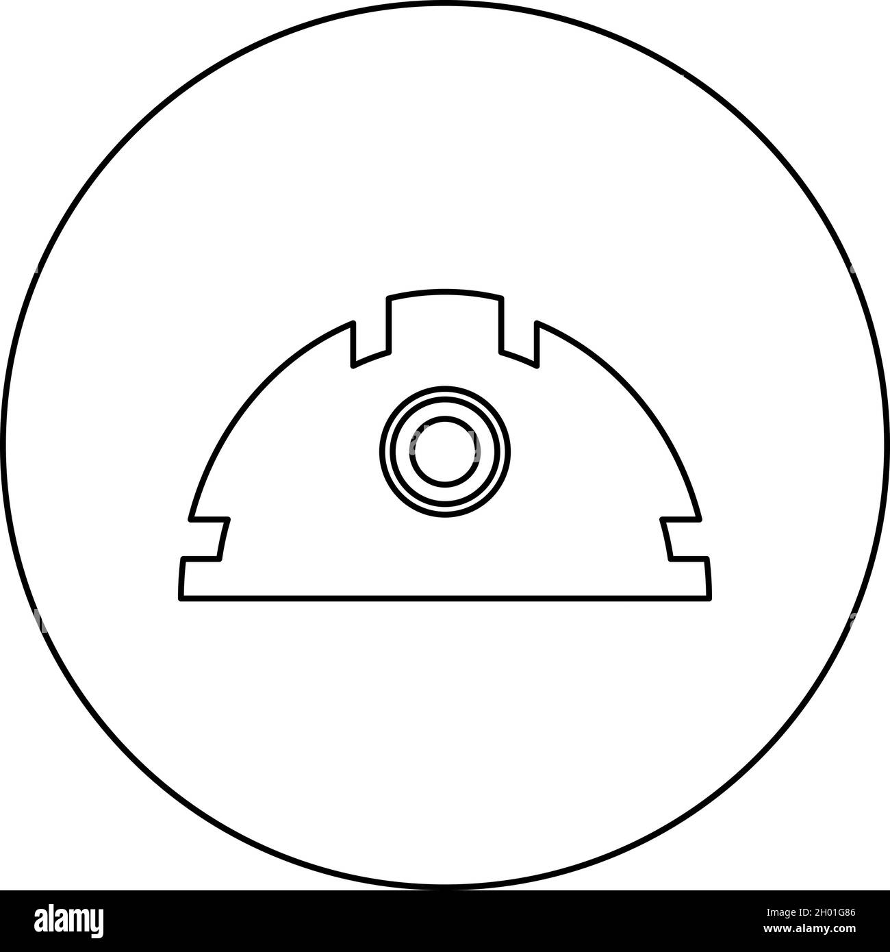Casque pour la construction sécurité casque icône en cercle rond noir couleur vecteur illustration style Uni contour simple image Illustration de Vecteur