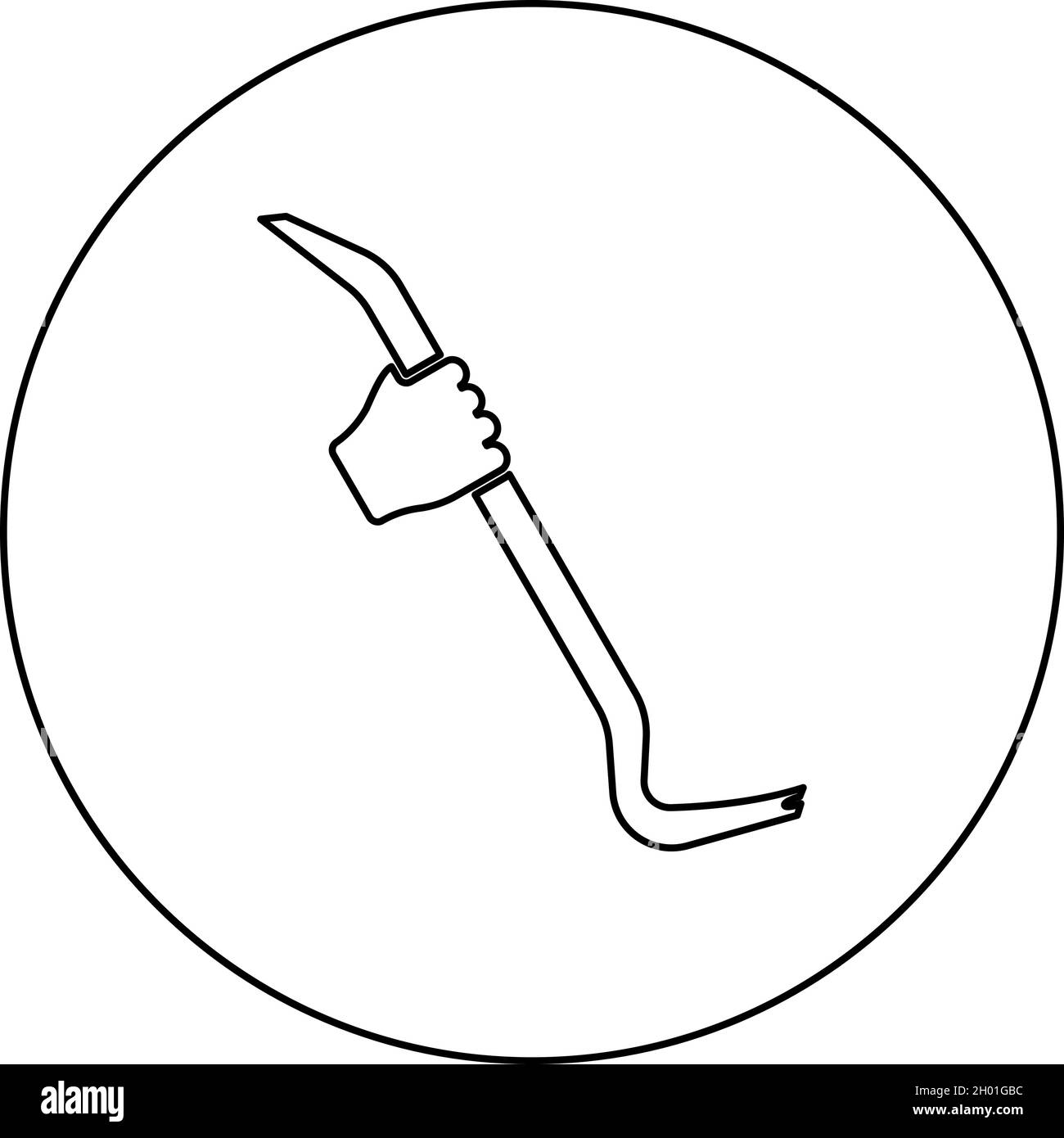 Outil de maintien du pied de biche utilisez le bras avec une icône de barre multifonction en cercle rond noir illustration vectorielle style Uni Illustration de Vecteur