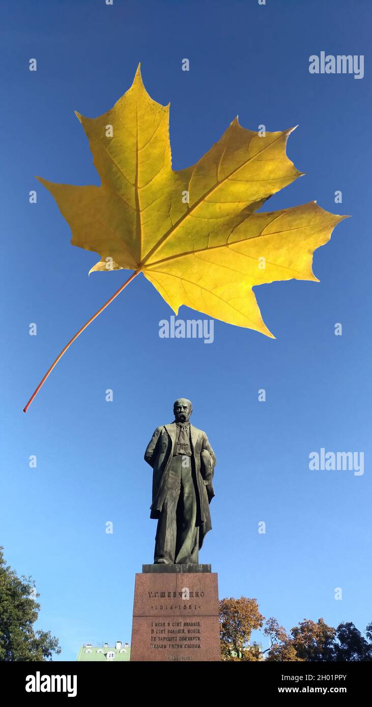 Monument à Taras Shevchenko en automne, Kiev, Ukraine Banque D'Images