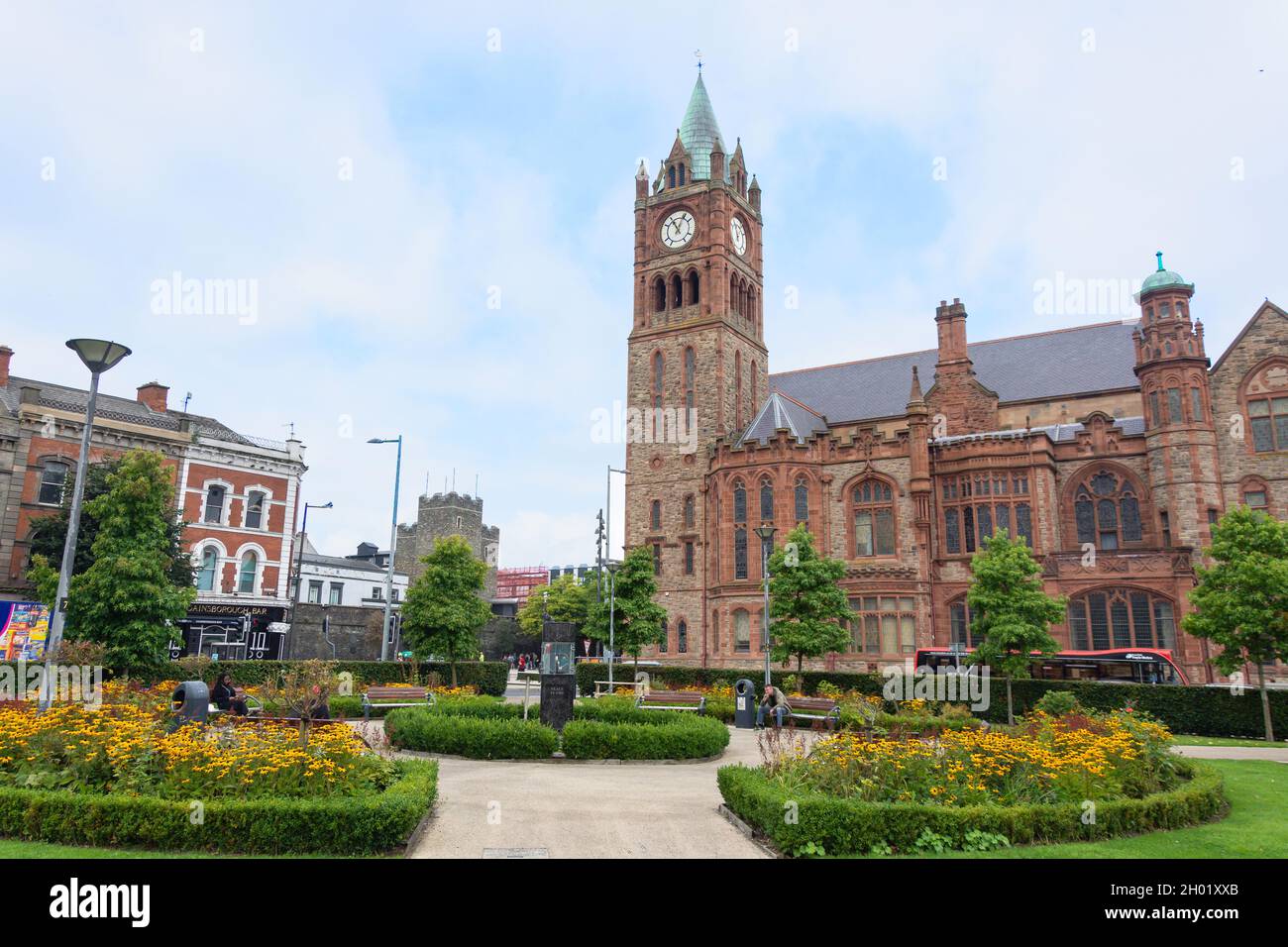 Derry Guildhall, Guildhall Square, Derry (Londonderry), Comté de Derry, Irlande du Nord,Royaume-Uni Banque D'Images