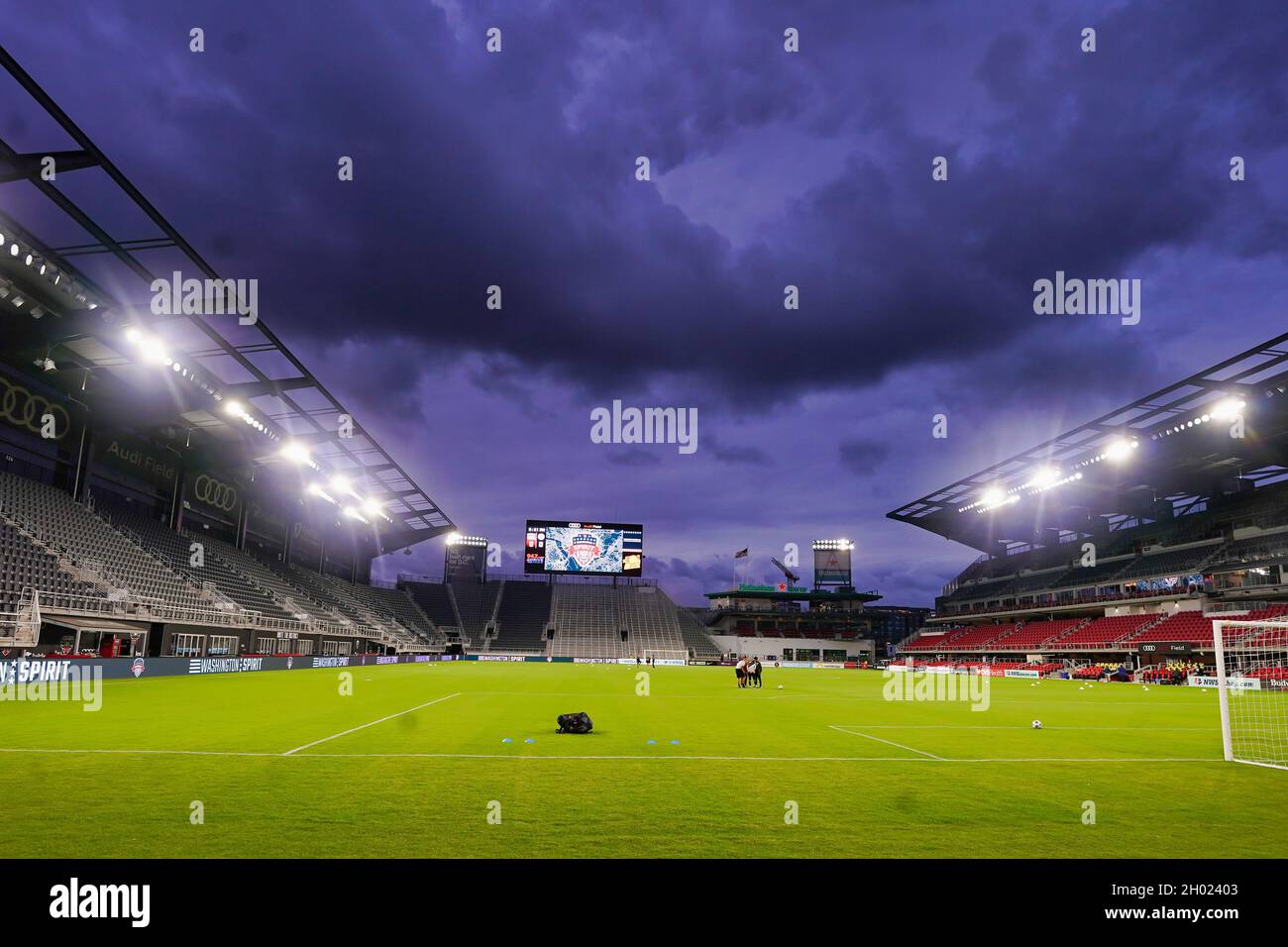 Ciel orageux au-dessus d'Audi Field, à Washington DC Banque D'Images