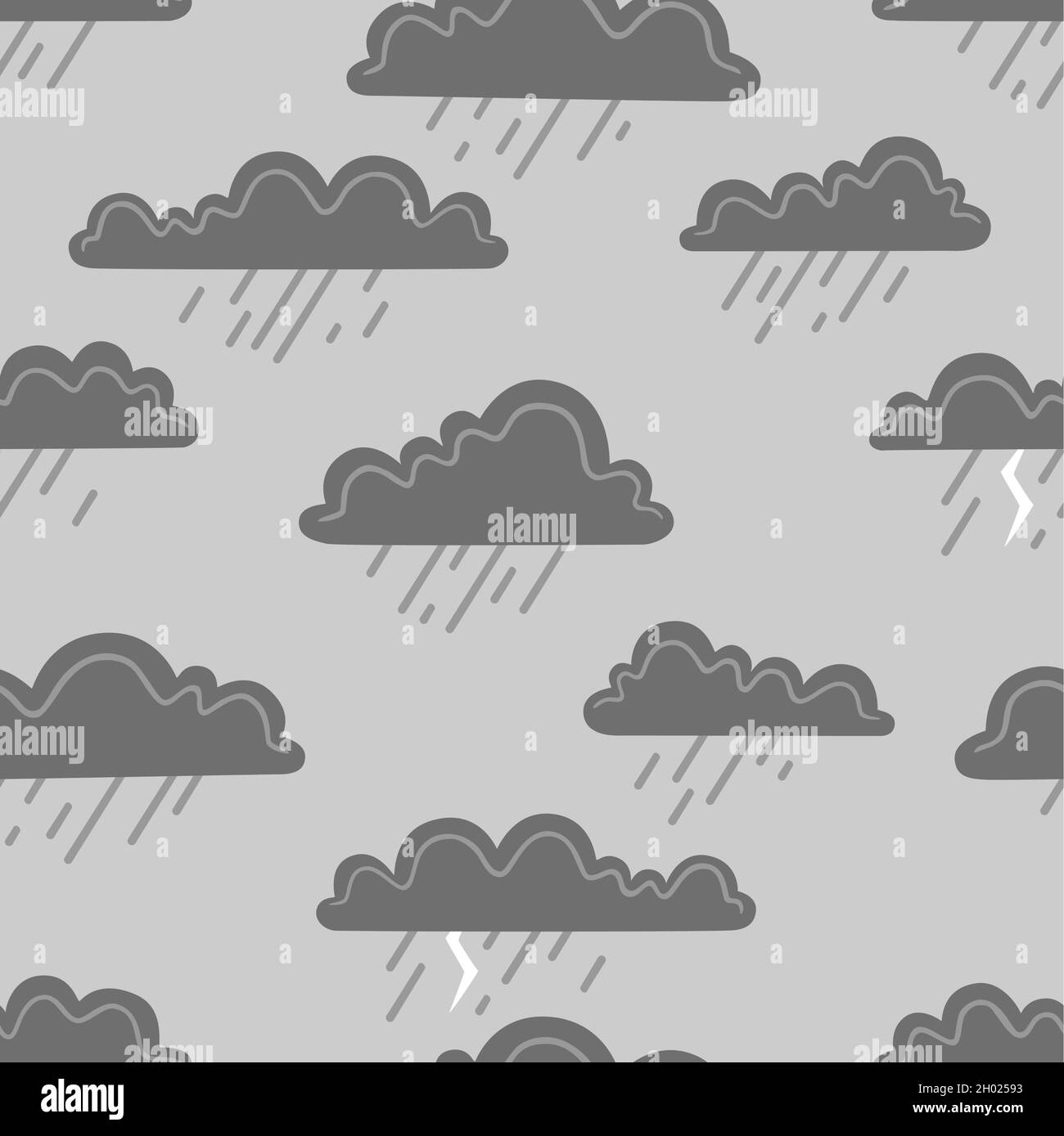 Nuages de pluie sur fond gris.Motif vectoriel sans couture Illustration de Vecteur