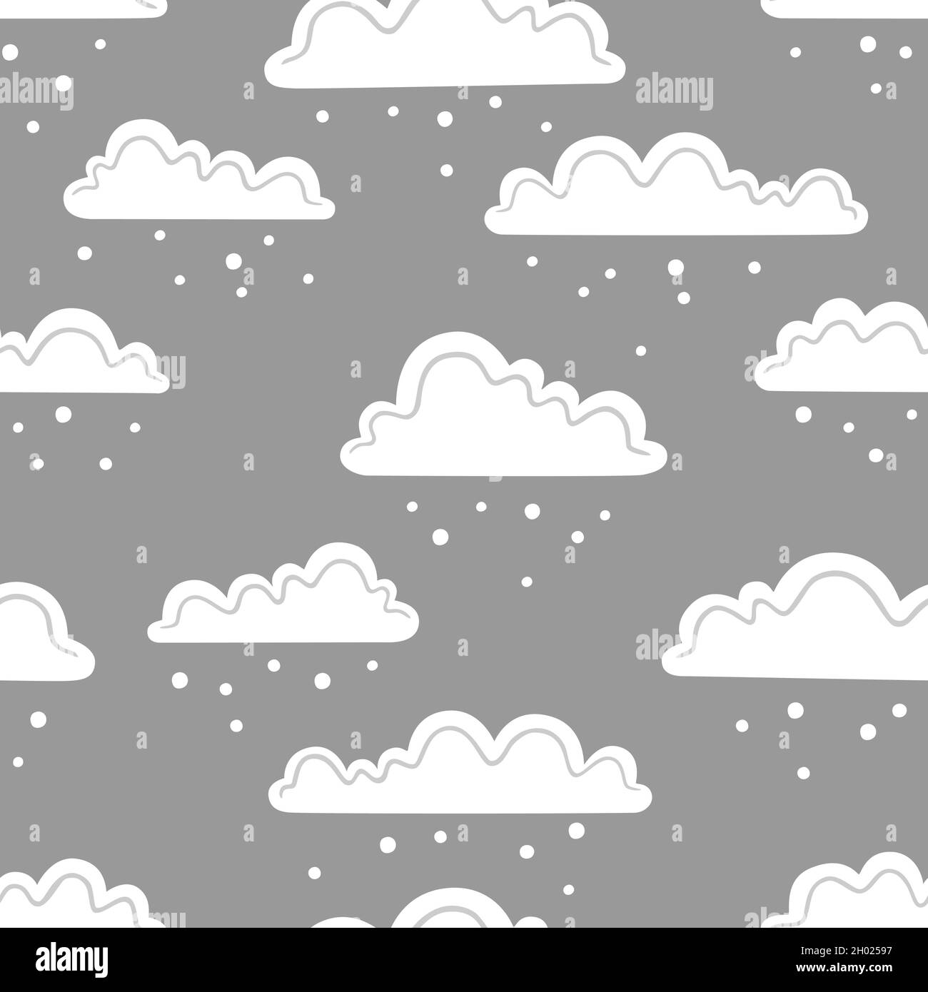 Nuages de neige sur fond gris.Motif vectoriel sans couture Illustration de Vecteur