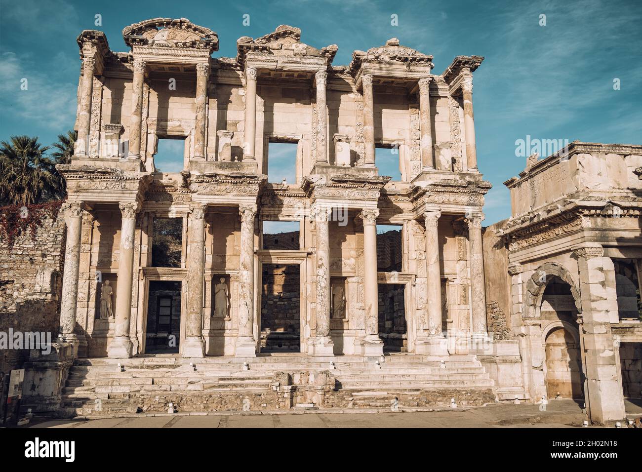 Bibliothèque de Celsus dans la ville antique d'Éphèse, Turquie Banque D'Images
