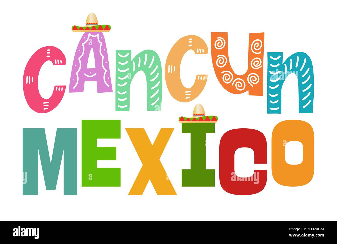 Illustration vectorielle Cancun Mexique sur fond blanc Illustration de Vecteur