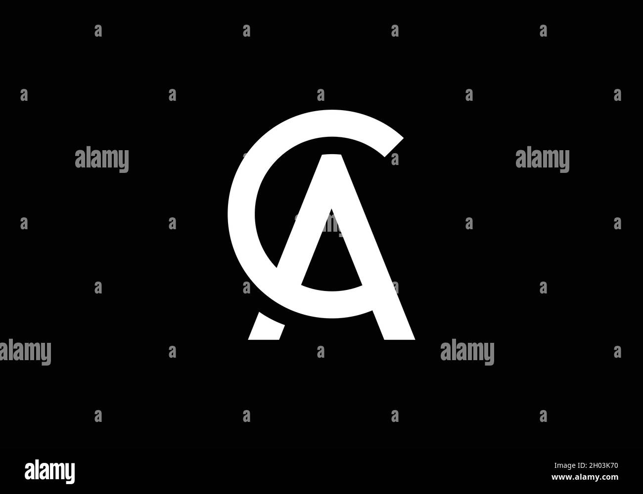 Lettre créative CA négatif style espace concept initial de logo Illustration de Vecteur