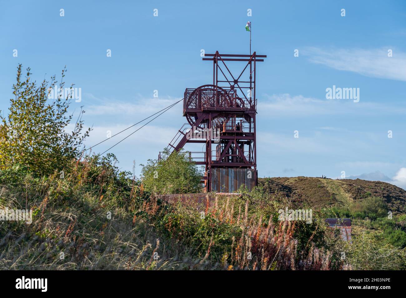 Blaenavon, Monbucshire pays de Galles Royaume-Uni octobre 10 2021 Panorama de la tour de levage de Wheel House à la mine de charbon Big Pit Musée du patrimoine gallois à Blaenafon pays de Galles Banque D'Images