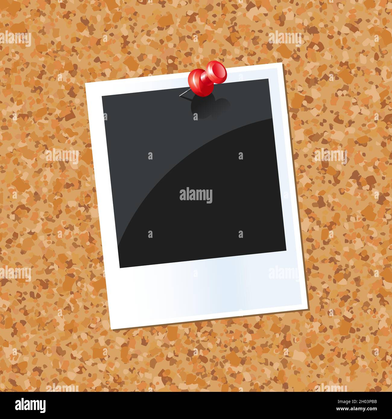 Panneau d'affichage avec cadre photo avec broche rouge Illustration de Vecteur