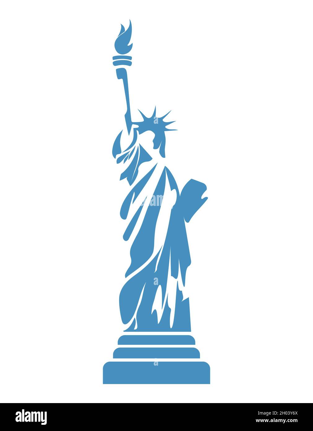 Silhouette de la Statue de la liberté.Symbole de l'Amérique dans un style plat. Illustration de Vecteur