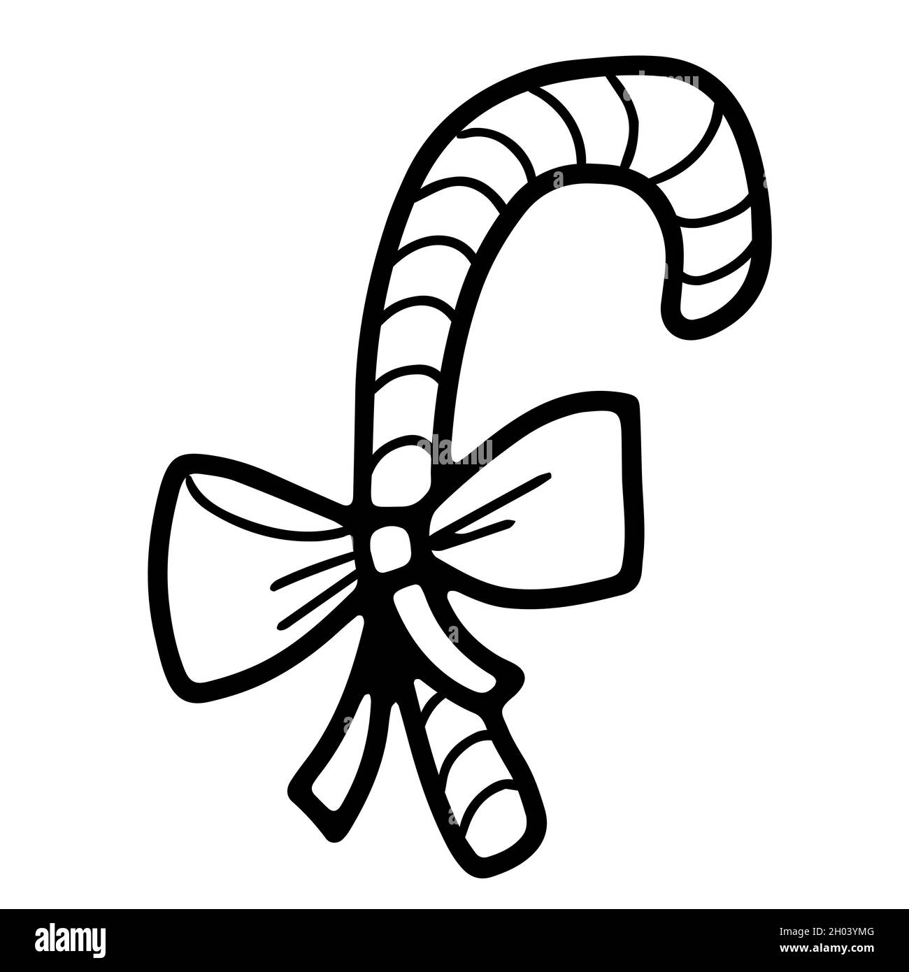 Canne de Noël douce et mignonne avec ruban Illustration de Vecteur