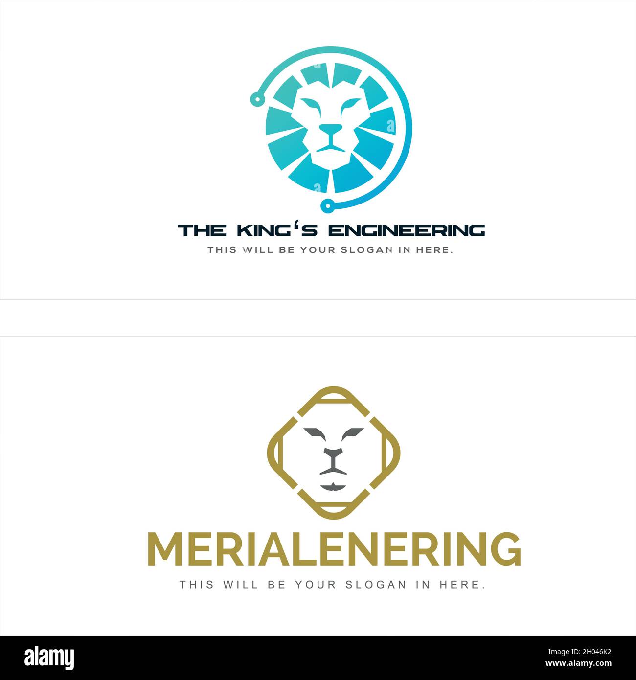 Design moderne du logo icône de la technologie à tête de lion Illustration de Vecteur