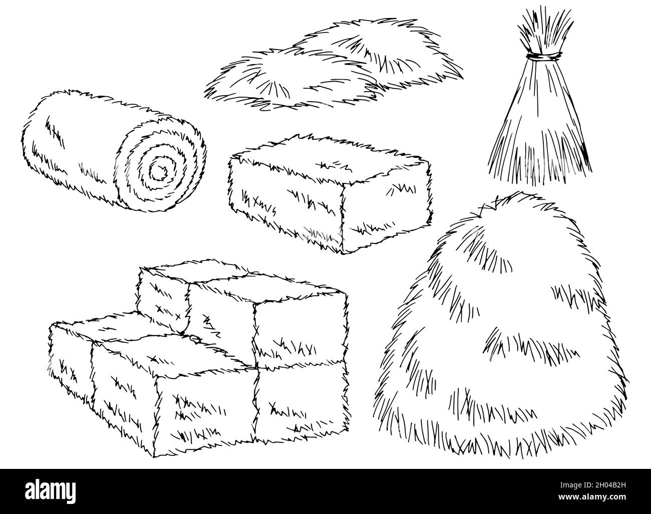 Schéma de l'ensemble de haystack noir blanc vecteur d'illustration d'esquisse isolé Illustration de Vecteur
