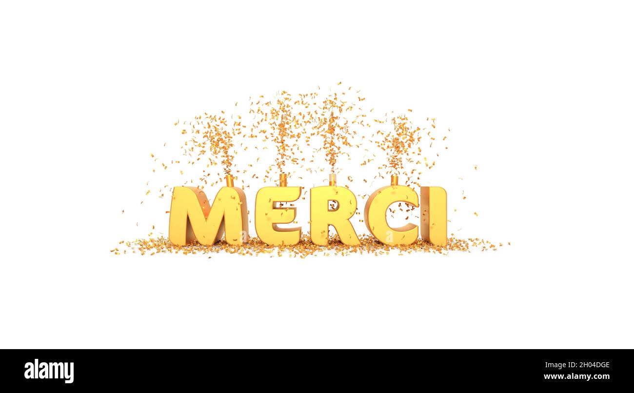 Merci = Mot de remerciement en français - rendu 3D Banque D'Images