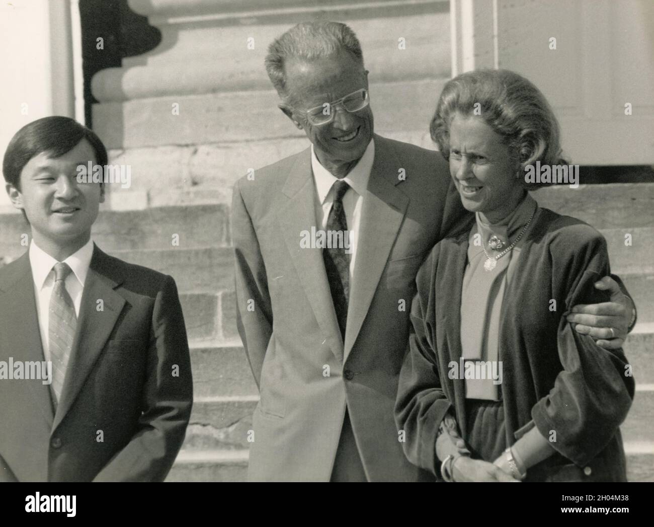 Le roi belge Baudouin et la reine Fabiola, et le prince japonais Naruhito, années 1980 Banque D'Images