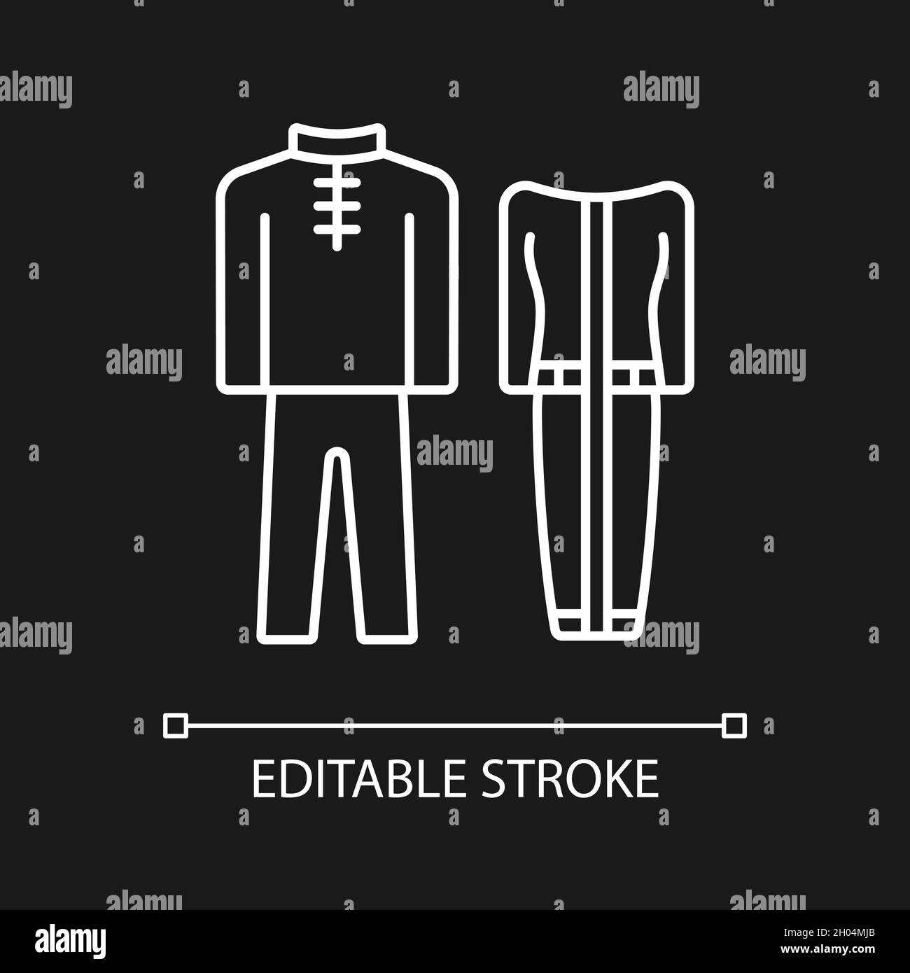 Robes traditionnelles blanc linéaire icône pour thème sombre Illustration de Vecteur