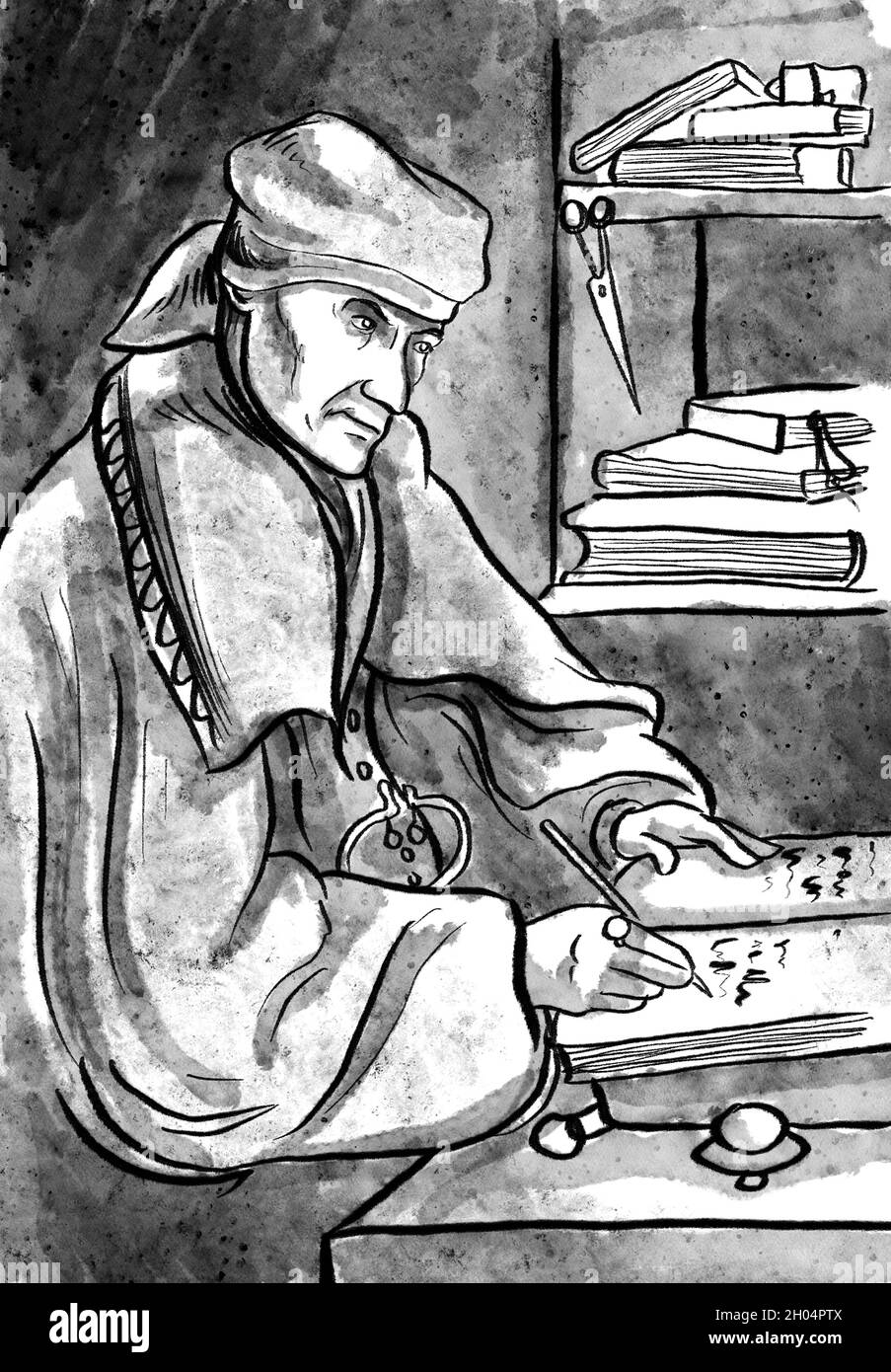 Auteur de l'illustration Malleus Maeficarum Heinrich Kramer dessinée à la main Banque D'Images