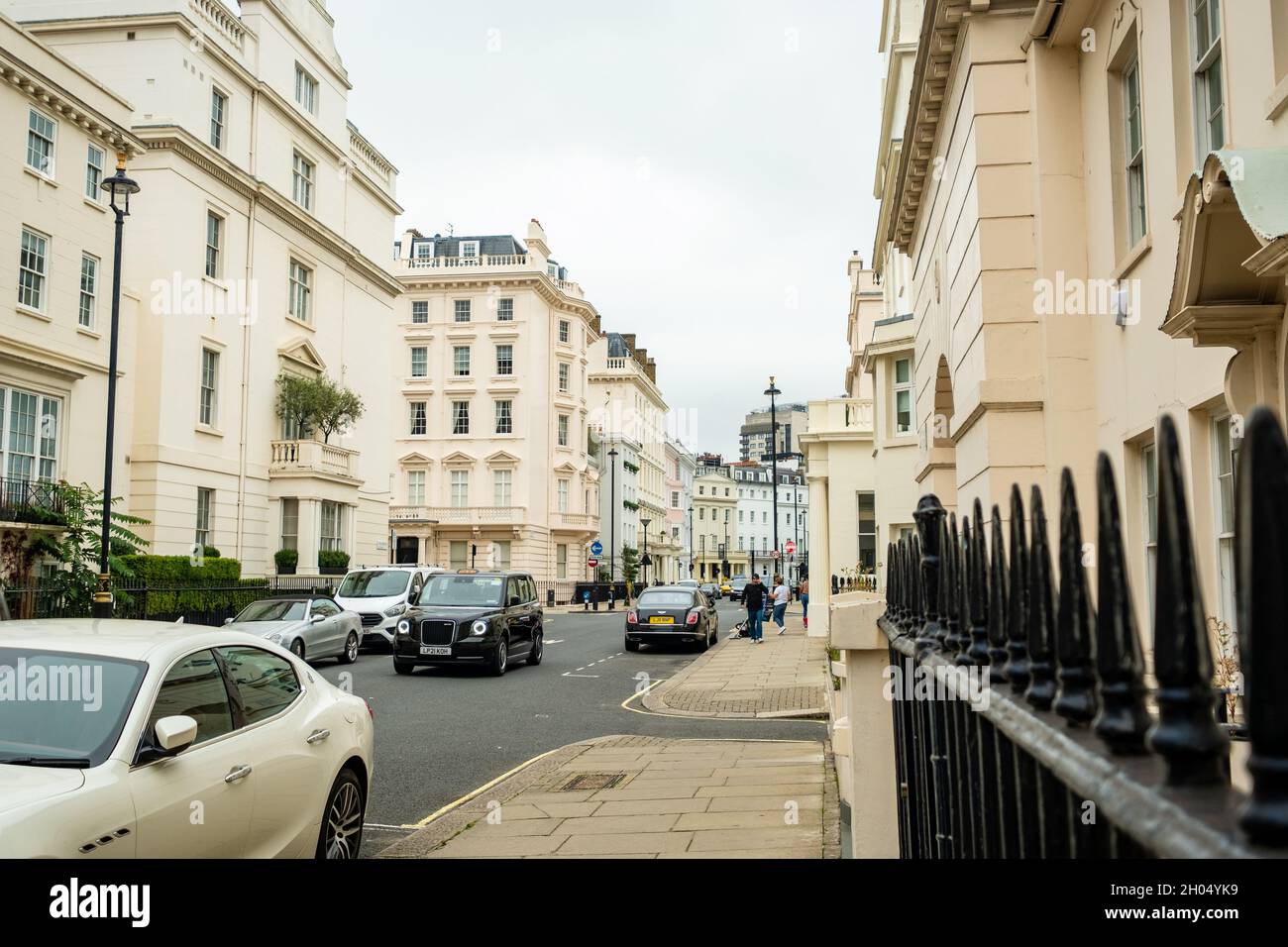 Rue des maisons de ville haut de gamme à Belgravia / Knightsbridge - Londres Banque D'Images