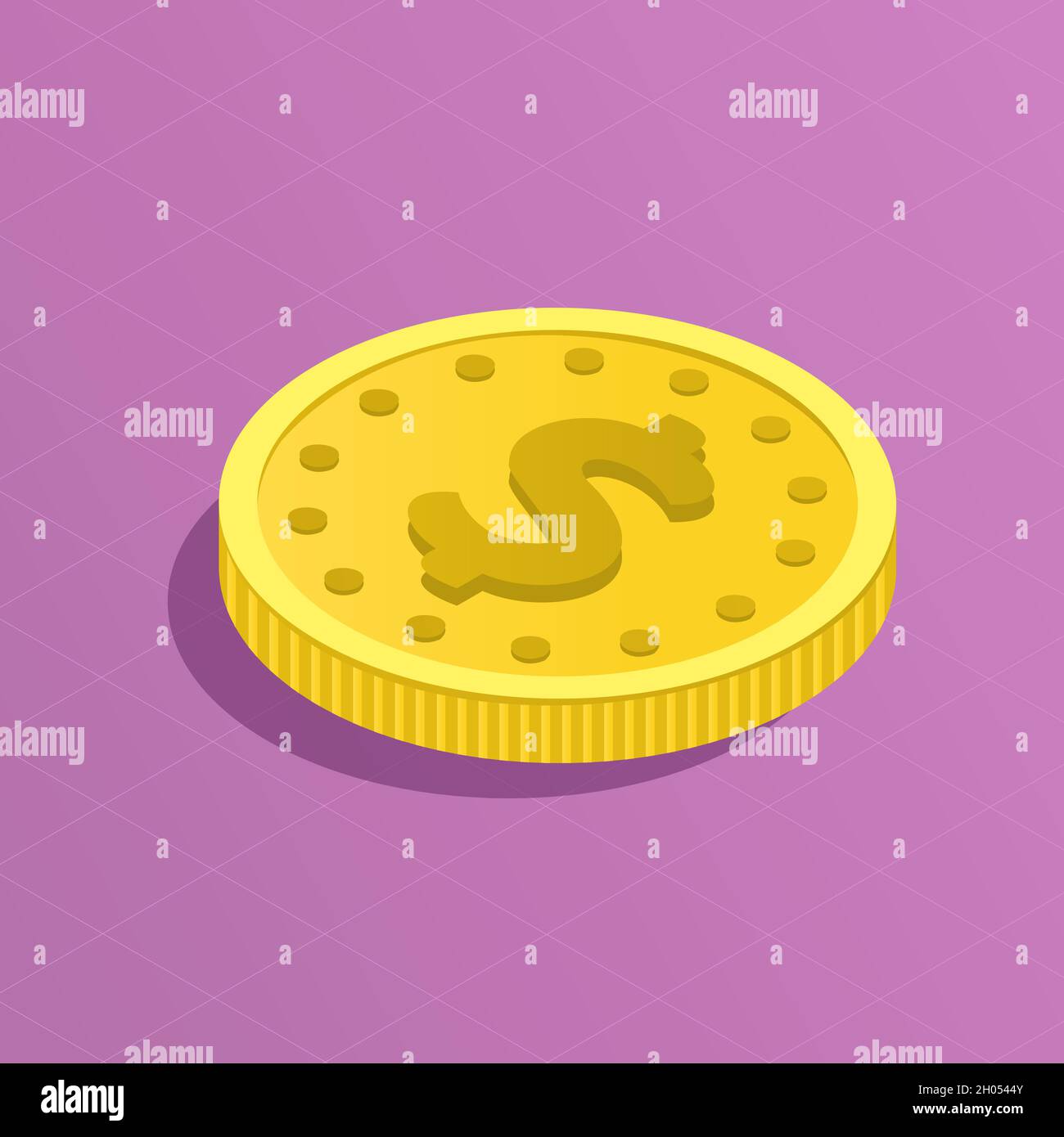 Un tas de pièces en dollars d'or.Plusieurs piles Illustration de Vecteur