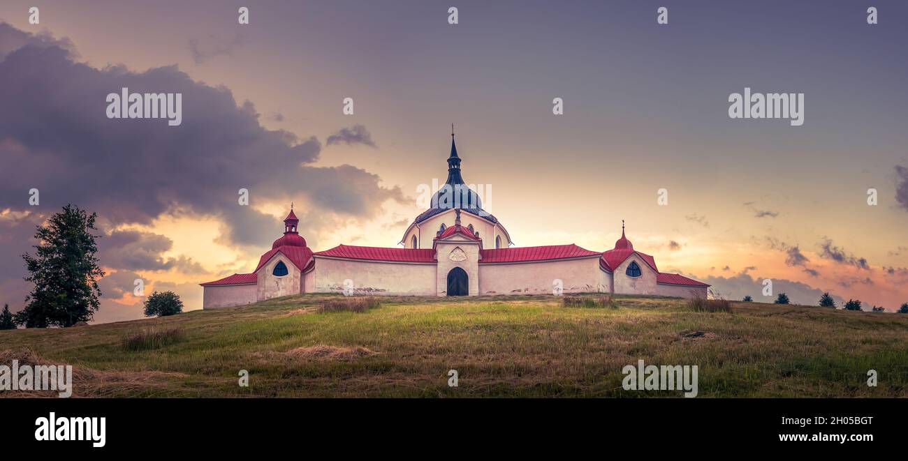Église de pèlerinage de Saint Jean de Nepomuk à Zelena Hora, Zdar nad Sazavou, république tchèque Banque D'Images