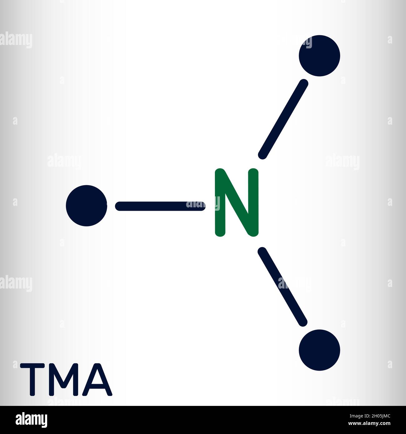 Triméthylamine, molécule TMA.Il s'agit de l'amine, la méthylamine, synthétisée par des enzymes microbiennes dans l'intestin avec implication des composants alimentaires.Chimie squelettique Illustration de Vecteur