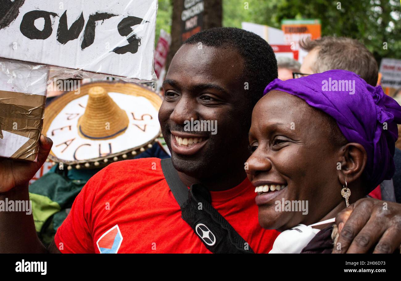 Femi Oluwole lors de la manifestation anti-Trump à Londres, le 2019 juin Banque D'Images
