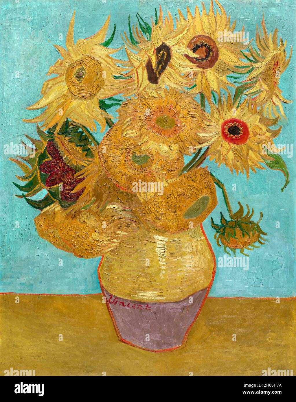 Vase Vincent van Gogh avec douze tournesols (1889). Banque D'Images