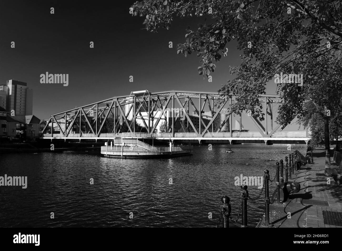 Le pont Detroit dans le bassin Érié, Salford Quays, Manchester, Lancashire, Angleterre,ROYAUME-UNI Banque D'Images