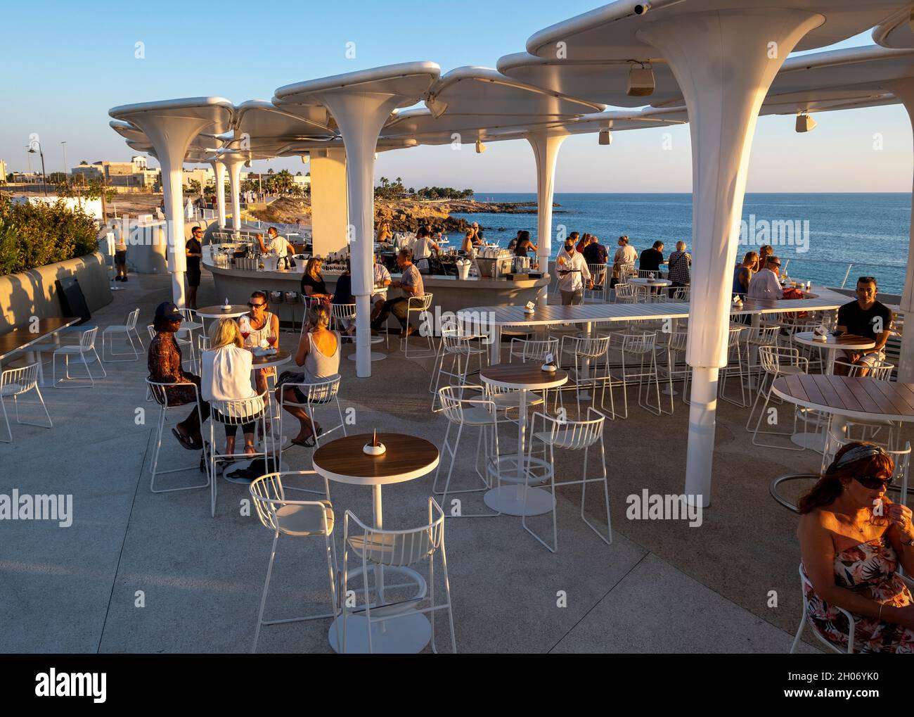 Club de plage d'Antasia, plage de SODAP, Paphos, Chypre Banque D'Images