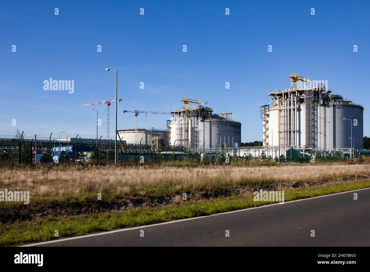 Terminal de gaz de GNL, Swionujscie, Pologne.Zone industrielle. Banque D'Images