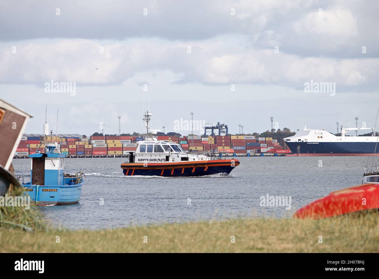 Le navire-pilote de Harwich Haven St Christopher retourne au port de Harwich. Banque D'Images