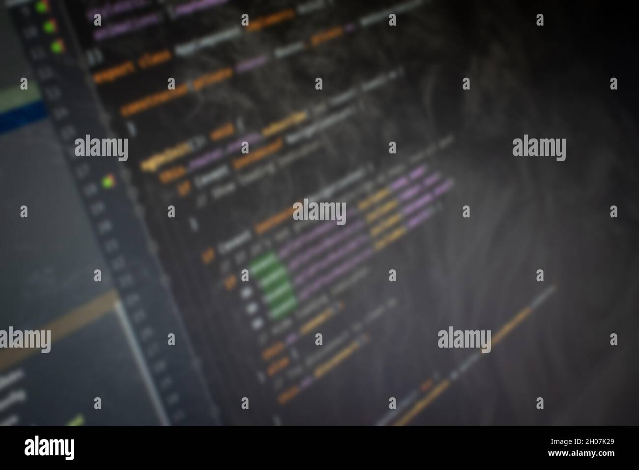 Manuscrit angulaire Hello World code à l'écran image d'arrière-plan floue Banque D'Images