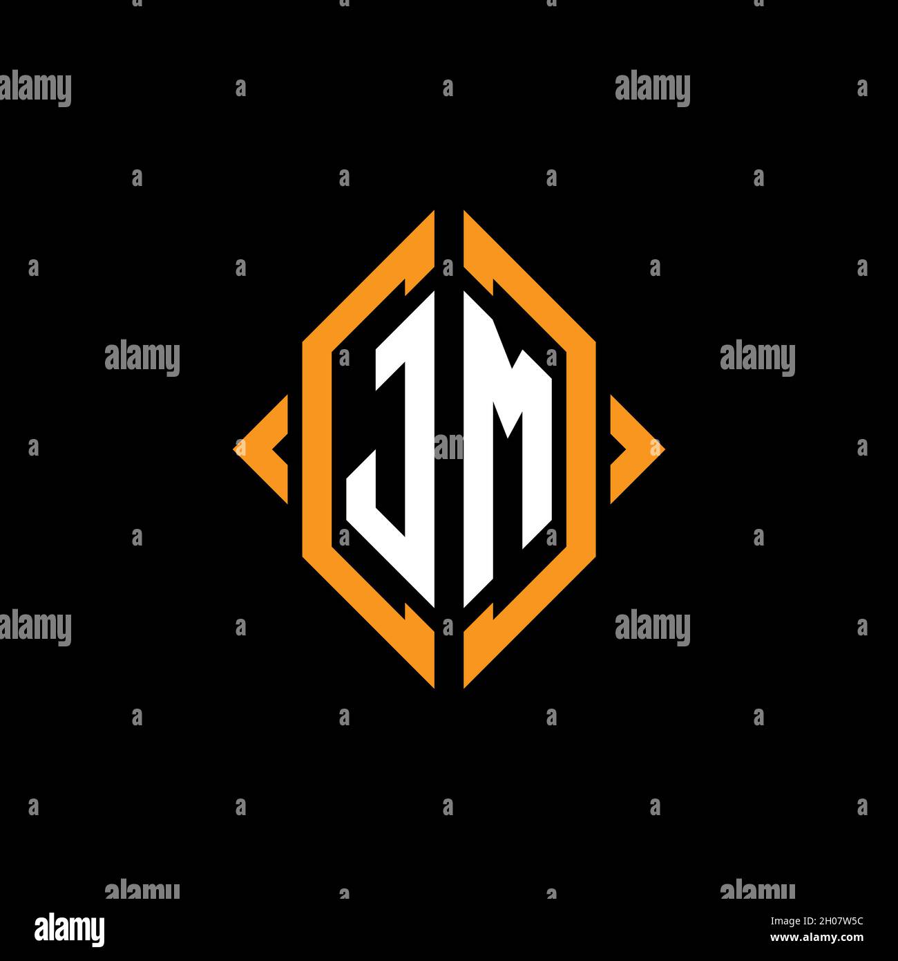 Modèle de style de forme géométrique de monogramme JM.Vecteur de conception initiale du monogramme sur un arrière-plan isolé Illustration de Vecteur