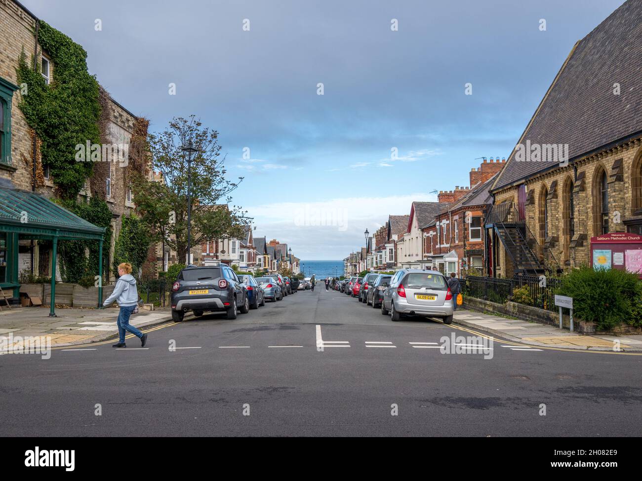 Une vue sur Emerald Street à Saltburn by the Sea, Angleterre Royaume-Uni Banque D'Images