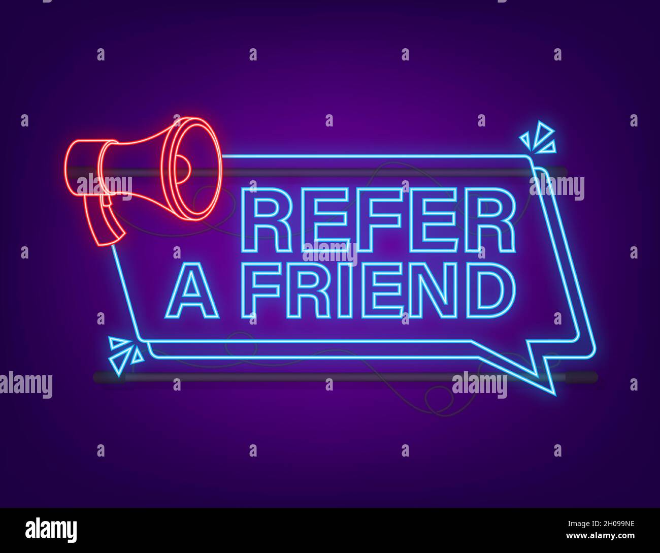 Recommander une icône de néon à un ami.Succès commercial.Icône néon.Illustration du stock vectoriel Illustration de Vecteur