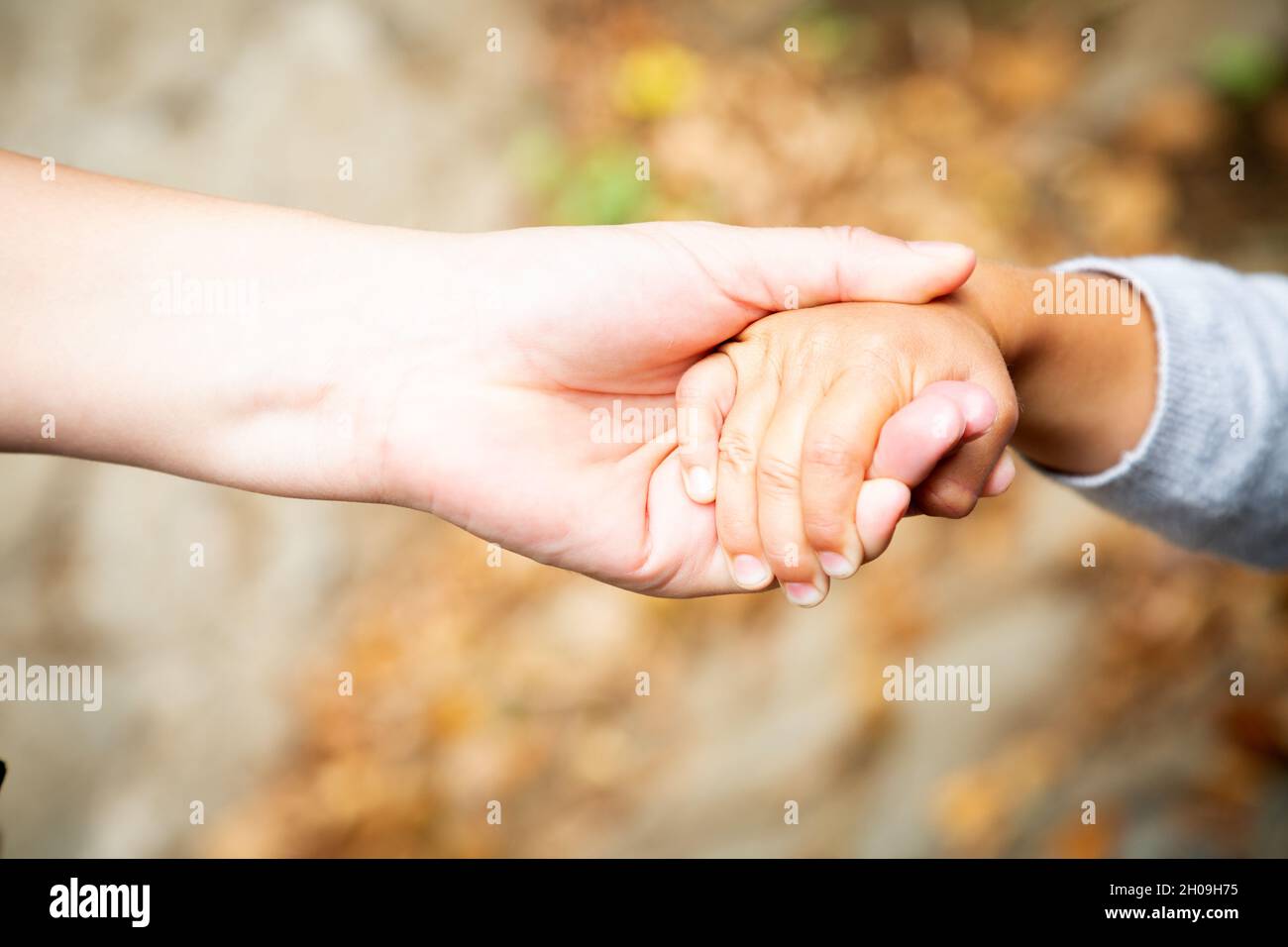 Maman Tient La Main De Son Enfant Soutien Parental Concept D Aide Famille A L Exterieur Les Premiers Pas Ensemble Donnez Moi La Main Mains Caucasiennes Bebe Avec Maman Photo Stock Alamy