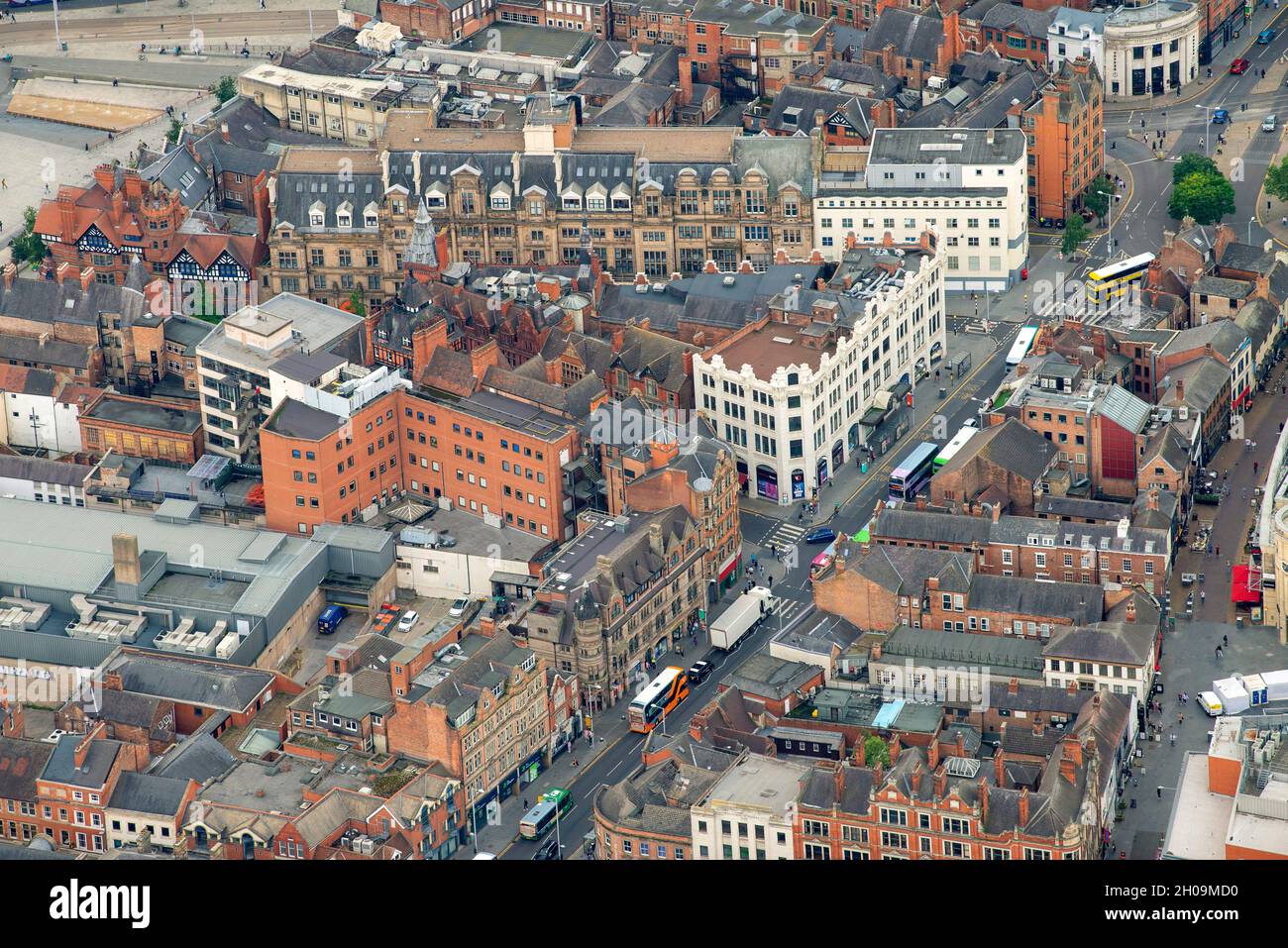 Image aérienne de Upper Parliament Street Nottingham City, Notinghamshire Angleterre Royaume-Uni Banque D'Images