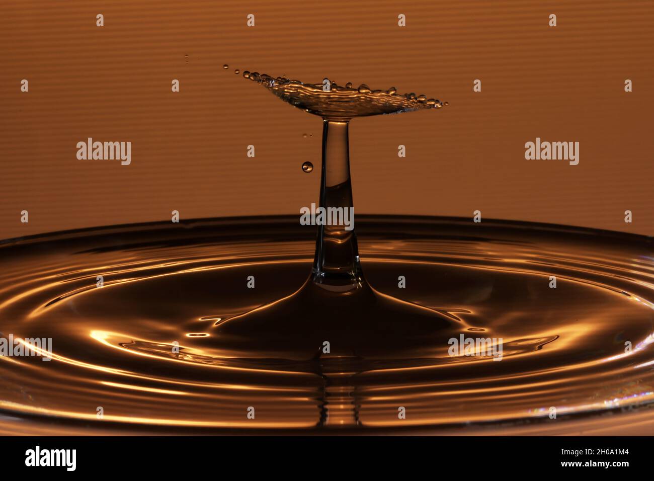 Gouttes d'eau sur une surface d'eau qui ont pour résultat des sculptures d'eau. Banque D'Images